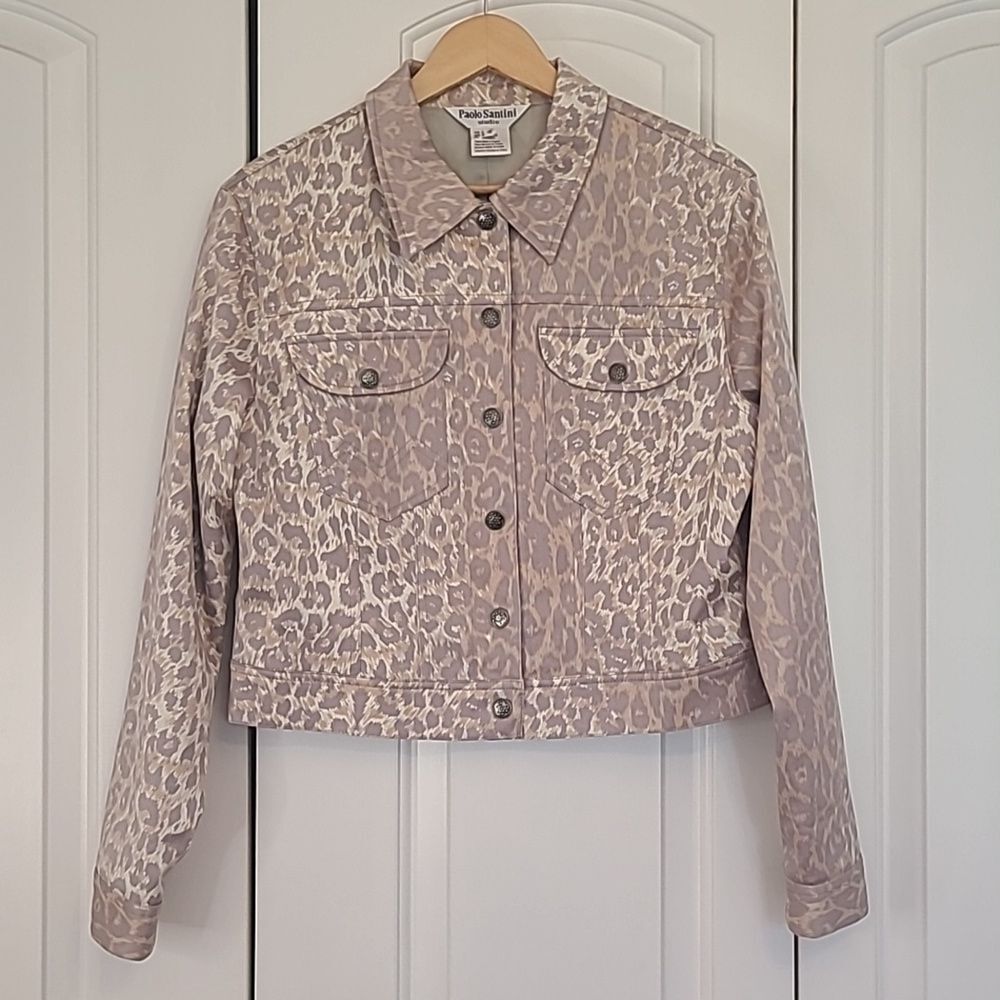Paolo Santini Cropped Jacket Animal Print Size 12